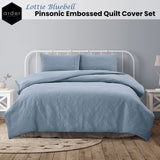 Ardor Lottie Bluebell Pinsonic Embossed Quilt Cover Set Queen - Front View