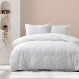 Ardor Lucy White Elegant Tufted Quilt Cover Set - Double Size
