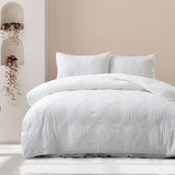 Ardor Lucy White Textured Tufted Quilt Cover Set - Queen Size