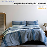 Ardor Mateo Navy Polyester Cotton Quilt Cover Set Queen - Front View