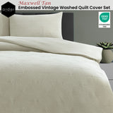 Ardor Maxwell Tan Embossed Vintage Washed Quilt Cover Set King - Front View