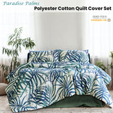 Ardor Palms Blue Polyester Cotton Quilt Cover Set Queen - Front View