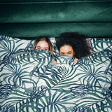 Ardor Palms Blue Polyester Cotton Quilt Cover Set Queen - Side View