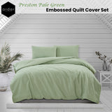 Ardor Preston Pale Green Embossed Quilt Cover Set Queen - Front View