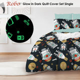 Robo Glow in Dark Quilt Cover Set Single - Front View