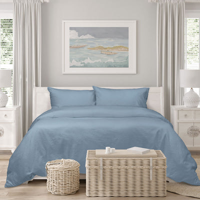 Algodon Romy Blue Cotton Jacquard Quilt Cover Set King