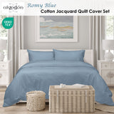 Algodon Romy Blue Cotton Jacquard Quilt Cover Set King - Front View