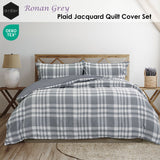 Ardor Ronan Grey Plaid Jacquard Quilt Cover Set King - Front View