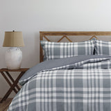 Ardor Ronan Grey Plaid Jacquard Quilt Cover Set King - Side View
