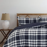 Ardor Ronan Navy Plaid Jacquard Quilt Cover Set Queen - Side View