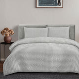 Ardor Rowe Grey Textured Seersucker Quilt Cover Set King
