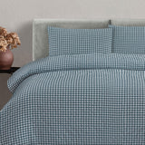 Ardor Rowe Teal Textured Seersucker Quilt Cover Set King - Side View