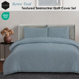 Ardor Rowe Teal Textured Seersucker Quilt Cover Set Queen - Front View