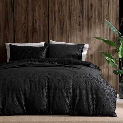 Ardor Rui Black Embossed Velvet Soft Quilt Cover Set King