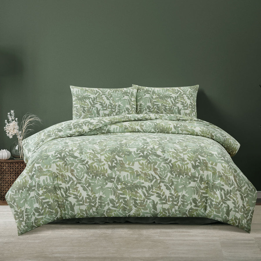 Ardor Solana Sage Watercolour Print Quilt Cover Set King