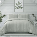 Ardor Sommer Coastal Grey Seersucker Stripe Quilt Cover Set Queen