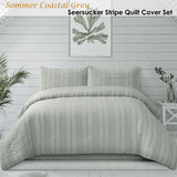 Ardor Sommer Coastal Grey Seersucker Stripe Quilt Cover Set Queen - Front View