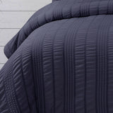 Ardor Sommer Indigo Seersucker Stripe Quilt Cover Set Queen - Front View