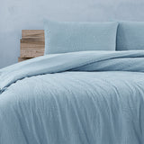 Ardor South Coast Pale Blue Embossed Quilt Cover Set King - Side View