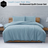 Ardor South Coast Pale Blue Embossed Quilt Cover Set Queen - Front View