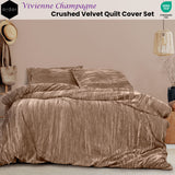 Ardor Vivienne Champagne Crushed Velvet Quilt Cover Set Queen - Front View