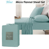 Ardor Micro Flannel Sheet Set Blue Mega King - Front View
