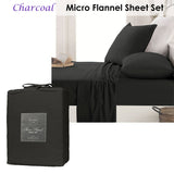 Ardor Micro Flannel Sheet Set Charcoal Single - Front View