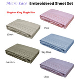 Essentially Home Living Machine Lace Embroidered Sheet Set Single Mocha - Front View