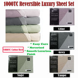 Ardor 1000TC Cotton Rich Reversible Sheet Set Sage KING - Front View