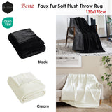 Ardor Benz Faux Fur Soft Plush Throw Rug 130x170cm Black - Front View
