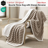 Ardor Carter Striped Boucle Throw Rug with Sherpa Reverse 130x170cm - Front View