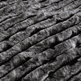 Ardor Cole Ash Striped Faux Fur Soft Plush Throw Rug 130x170cm - Top-Down View