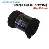 Ardor Lupinia Black Sherpa Fleece Throw Rug 130 x 150cm - Front View