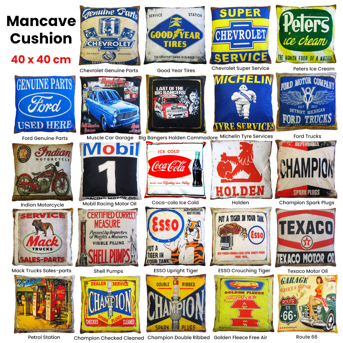 Retro Muscle Car Garage Cushion - 40 x 40 cm Australian Mancave Decor