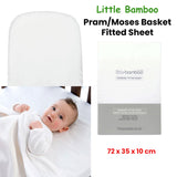 Little Bamboo Fitted Sheet Pram/Moses Basket 72x35x10cm - Front View