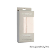 Set of 2 Little Bamboo Jersey Fitted Sheet Bassinet Size Herringbone Dusty Pink - Front View