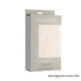 Little Bamboo Jersey Fitted Sheet Cot Size Herringbone Dusty Pink - Front View