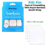 Pack of 3 Swaddling Muslin Wrap 120x120cm each - Front View
