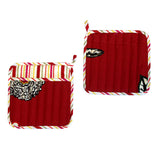 Set of 2 Vibrant Cotton Floral Pot Holders 22 x 22 cm