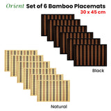 Set of 6 Orient Bamboo Table Placemats 30 x 45cm Natural - Front View