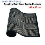 Louis Bamboo Table Runner Black Grey 140 x 33cm - Front View