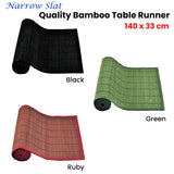 Narrow Slat Bamboo Table Runner 140 x 33cm Black - Front View