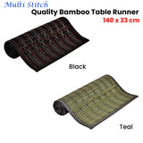 Multi Stitch Bamboo Table Runner 140 x 33cm Black - Front View