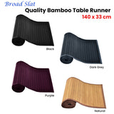 Broad Slat Bamboo Table Runner 140 x 33cm Purple - Front View