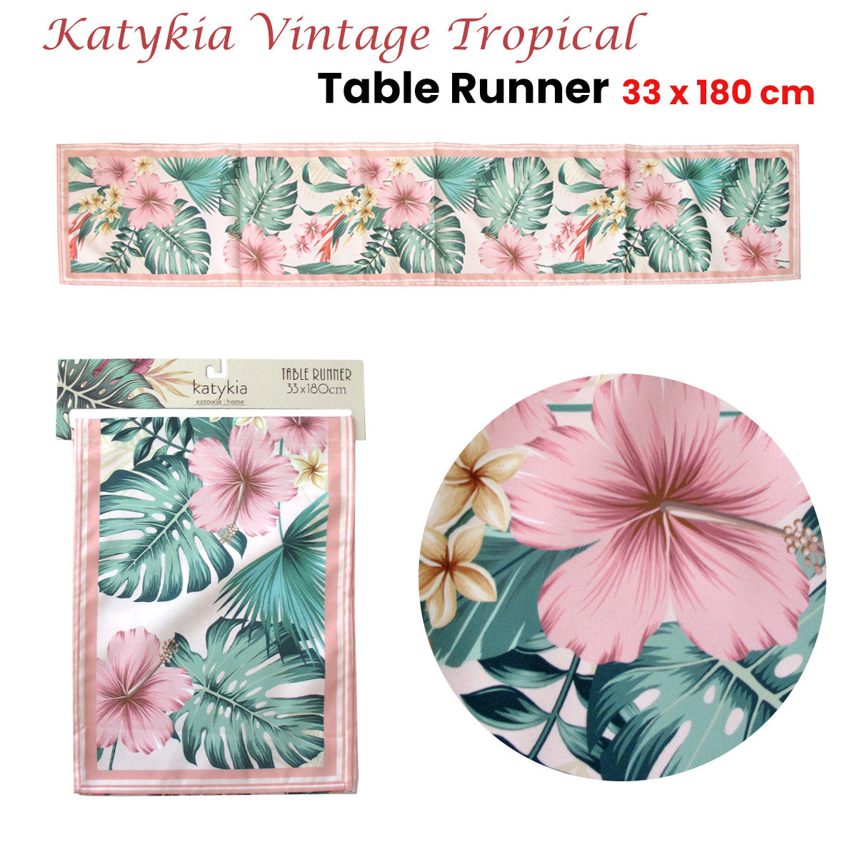 Katykia Vintage Tropical Table Runner 33 x 180cm