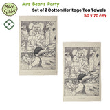 May Gibbs Mrs Bear's Party Limited Edition Cotton Tea Towels - Set of 2 (50 x 70 cm) - Front View