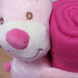 Baby Pink Blanket with Toy Bunny - Front View