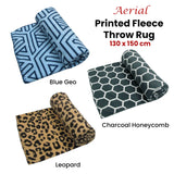 Aerial Printed Fleece Throw Rug 130 x 150 cm Charcoal Honeycomb - Side View