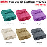 240GSM Urban Ultra Soft Coral Fleece Throw Rug 120 x 150cm Hot Pink - Front View