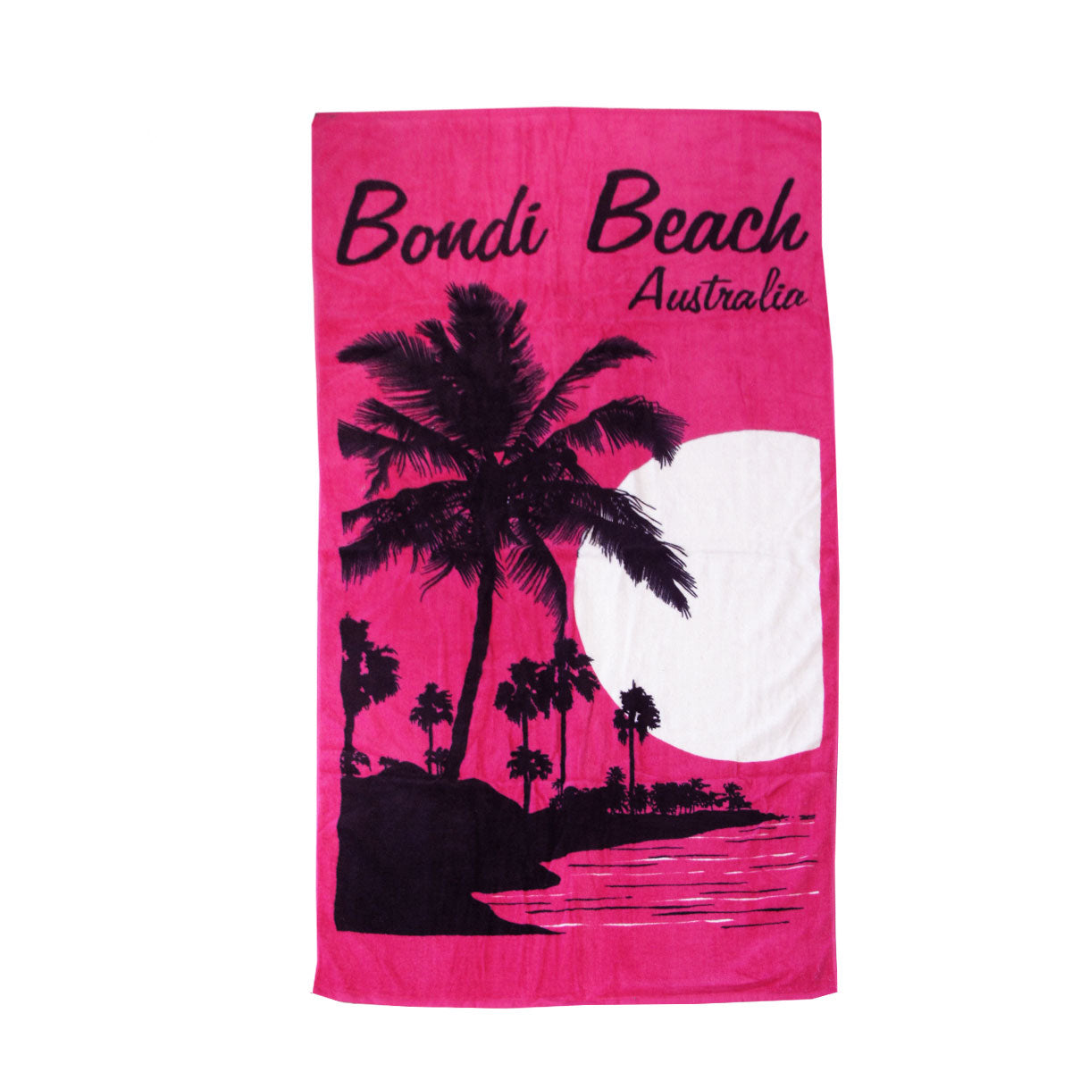 Vibrant Aqua Blu Bondi Beach Pink 100% Cotton Towel - 80 x 150 cm